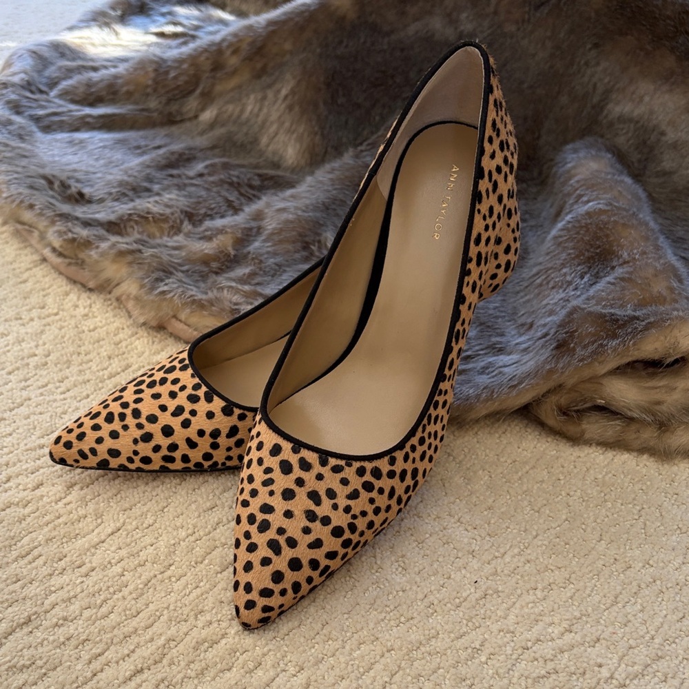 Ann Taylor Tan and Black Spotted Heels